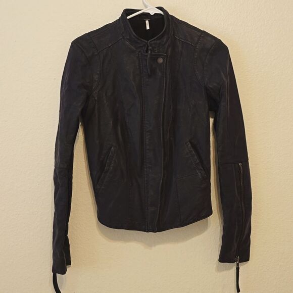 Free People Leather Jacket size 4 - Picture 1 of 12